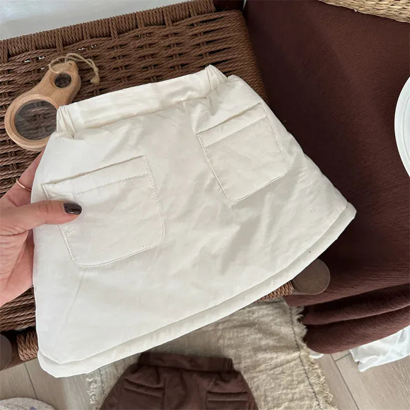 スカート Beige / 18M (80) キッズスカート パデッド防寒シンプル厚手台形スカート【mh0007918】