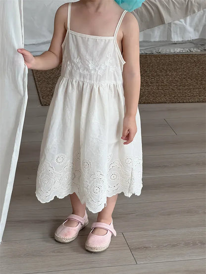 ノースリーブワンピース Beige / 18M (80) キッズワンピース スカラップレース刺繍キャミソールワンピース【mh0008910】