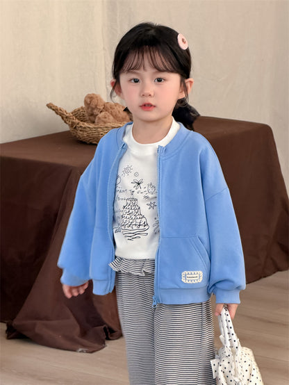 カーディガン・パーカー Blue / 80cm Solid Color Lace Zip-up Cardigan レース切替 ジップアップカーディガン【mh0012207】