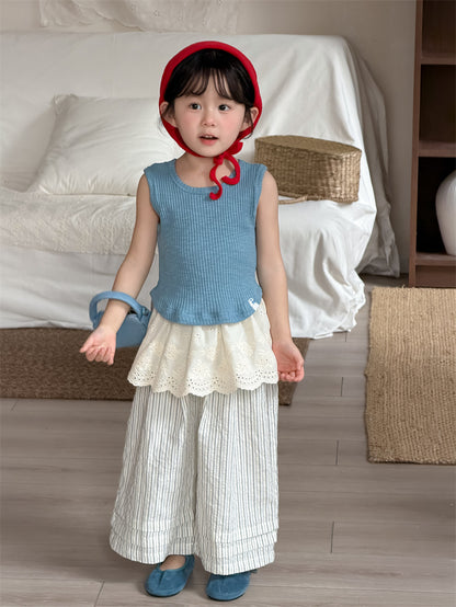 タンクトップ・キャミソール・ノースリーブトップス Curved Patch Sleeveless Top パッチワーク タンクトップ【mh0012202】