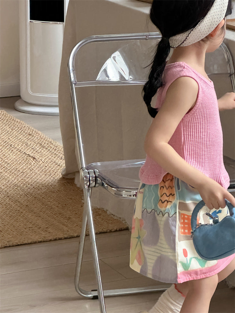 タンクトップ・キャミソール・ノースリーブトップス Curved Patch Sleeveless Top パッチワーク タンクトップ【mh0012202】