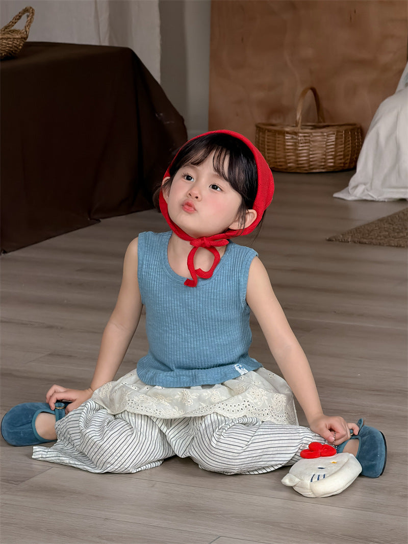 タンクトップ・キャミソール・ノースリーブトップス Curved Patch Sleeveless Top パッチワーク タンクトップ【mh0012202】