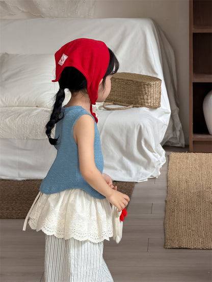 タンクトップ・キャミソール・ノースリーブトップス Curved Patch Sleeveless Top パッチワーク タンクトップ【mh0012202】