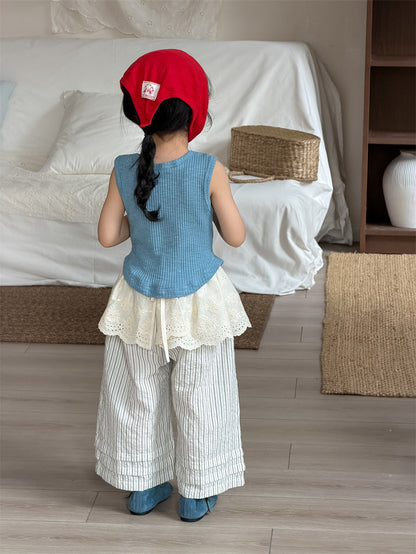 タンクトップ・キャミソール・ノースリーブトップス Curved Patch Sleeveless Top パッチワーク タンクトップ【mh0012202】