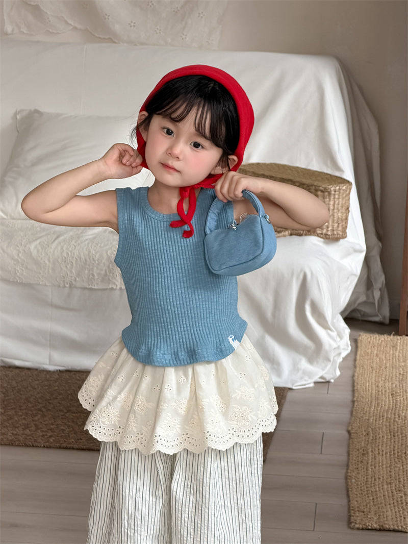 タンクトップ・キャミソール・ノースリーブトップス Curved Patch Sleeveless Top パッチワーク タンクトップ【mh0012202】