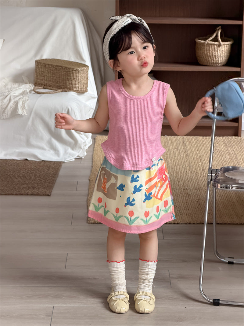 タンクトップ・キャミソール・ノースリーブトップス Curved Patch Sleeveless Top パッチワーク タンクトップ【mh0012202】