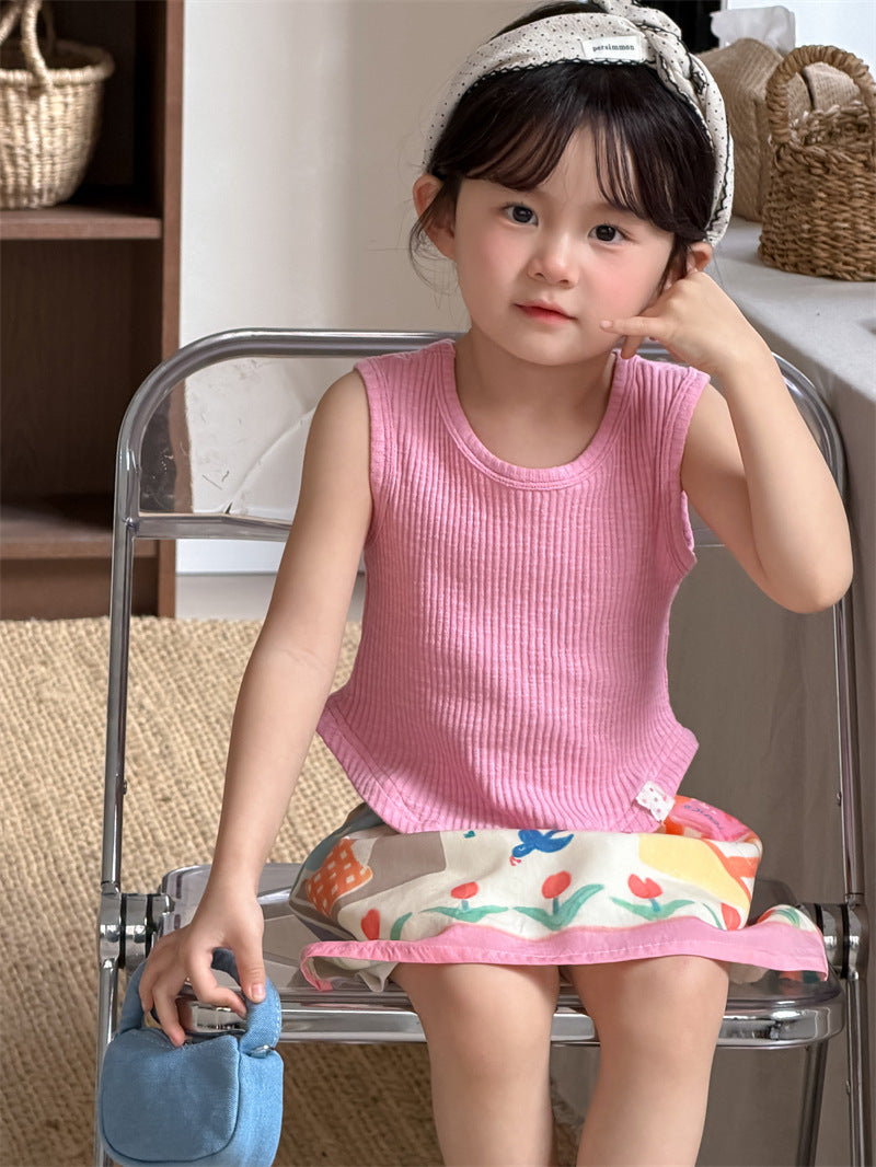 タンクトップ・キャミソール・ノースリーブトップス Curved Patch Sleeveless Top パッチワーク タンクトップ【mh0012202】