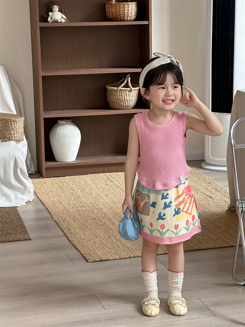 タンクトップ・キャミソール・ノースリーブトップス Curved Patch Sleeveless Top パッチワーク タンクトップ【mh0012202】