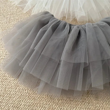 スカート Gray / S (80-90cm) / 取り寄せ（7〜21日） キッズスカート チュチュ チュールスカート 重ね着 3カラー【mh0005312】
