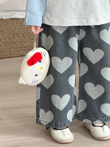 デニムパンツ Heart / 80cm Heart Print Straight Denim ハート柄 デニムパンツ【mh0012206】