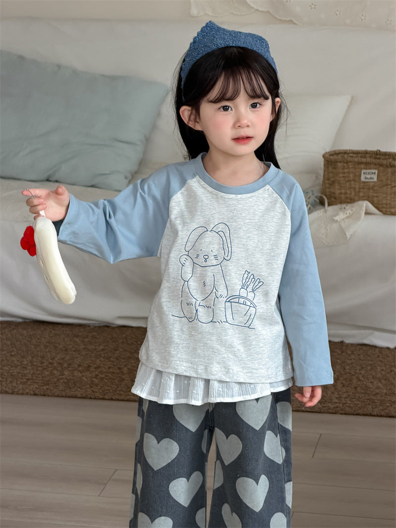 デニムパンツ Heart Print Straight Denim ハート柄 デニムパンツ【mh0012206】