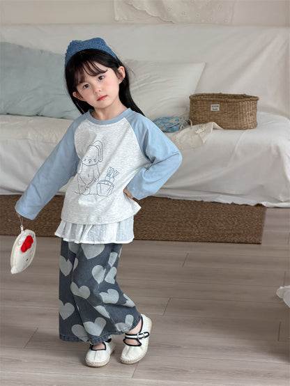 デニムパンツ Heart Print Straight Denim ハート柄 デニムパンツ【mh0012206】