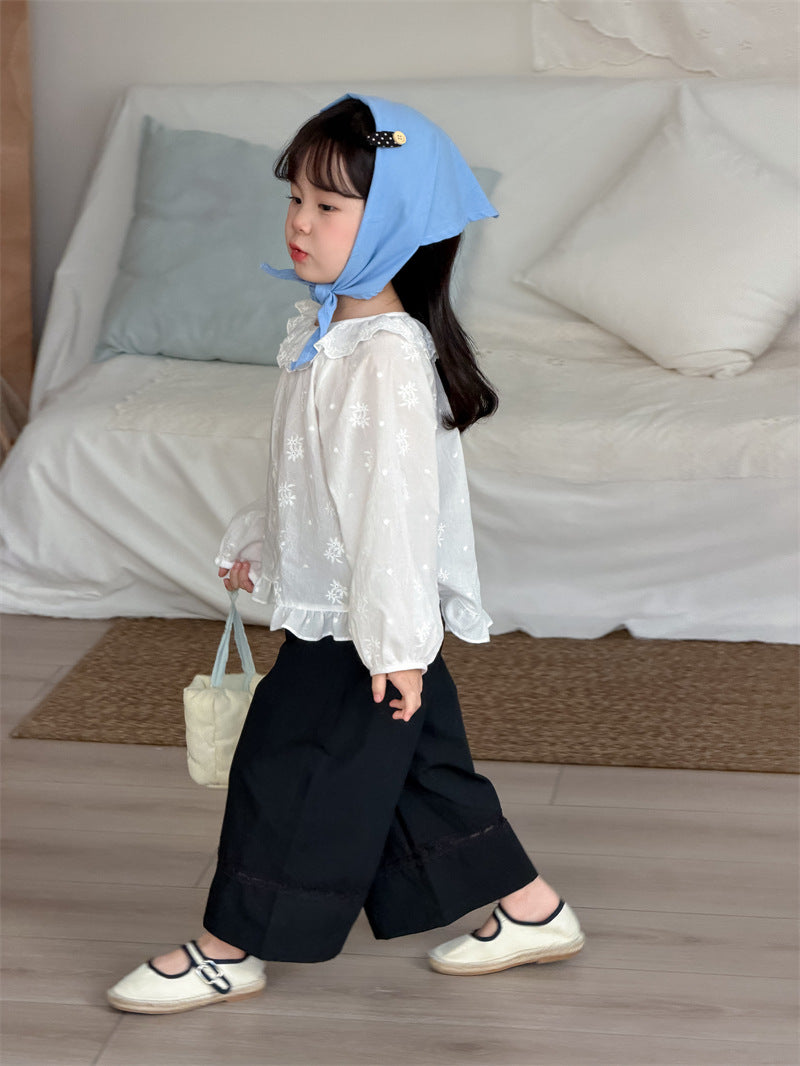 ロングパンツ・スウェットパンツ Lace Cotton Straight Leg Pants レース コットンパンツ【mh0012199】