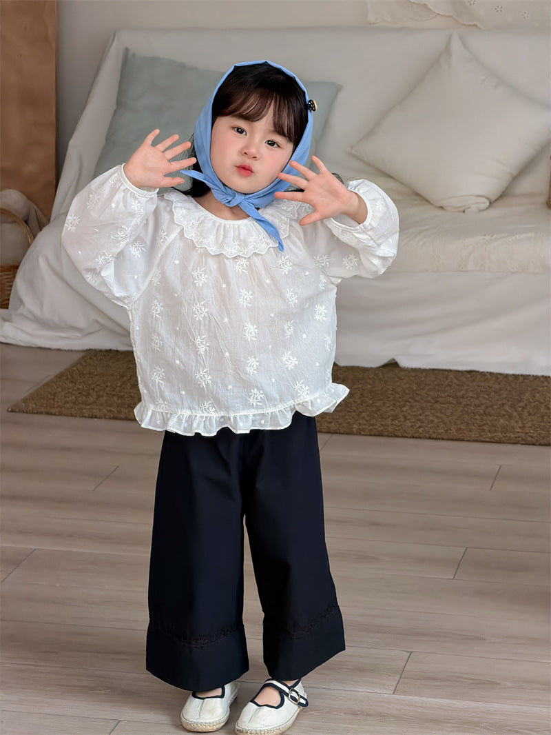 ロングパンツ・スウェットパンツ Lace Cotton Straight Leg Pants レース コットンパンツ【mh0012199】