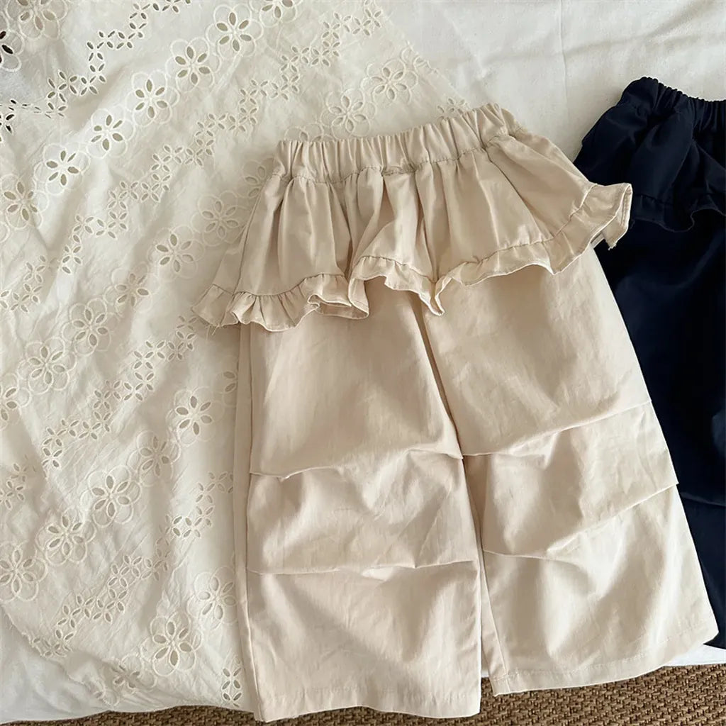 ロングパンツ・スウェットパンツ Light Khaki / 80cm フリルウエストワイドパンツ【mh0011264】