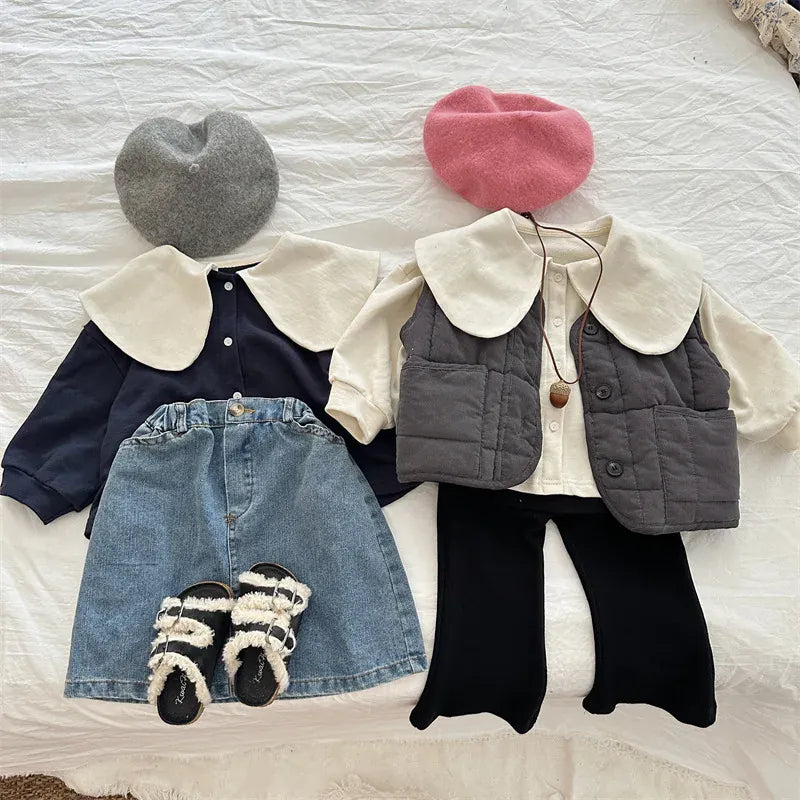 ベスト キッズベスト 中綿キルティングレトロベストコート ダークグレー【mh0006752】