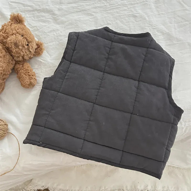 ベスト キッズベスト 中綿キルティングレトロベストコート ダークグレー【mh0006752】