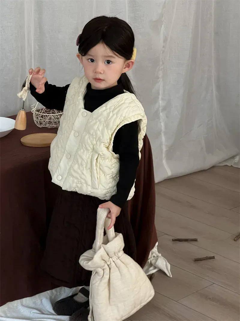 ベスト キッズベスト エンボスキルティングショートアウターベスト【mh0007914】