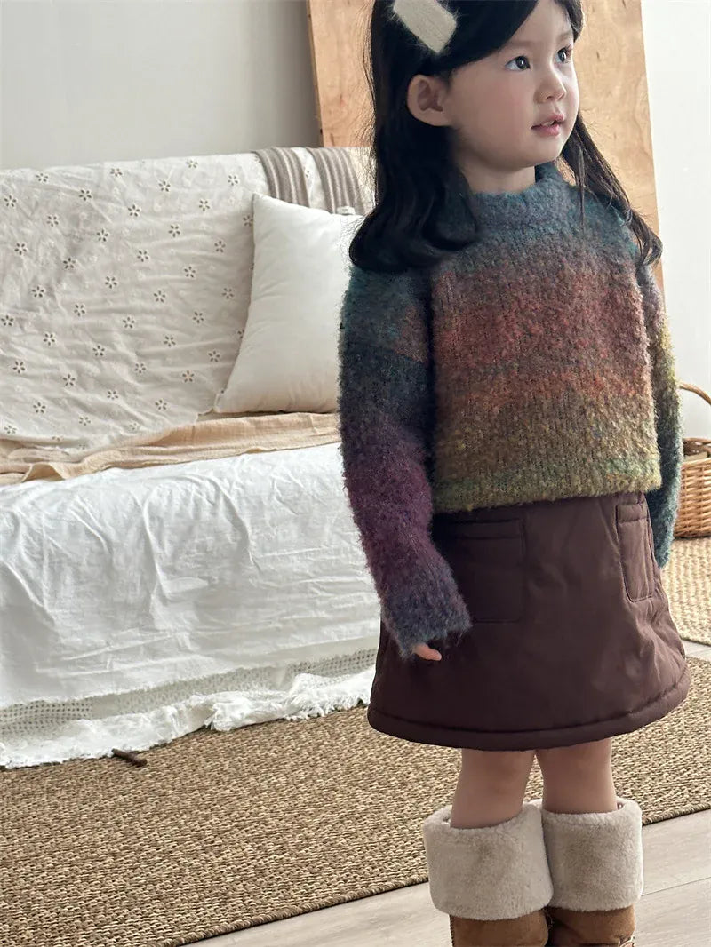 スカート キッズスカート パデッド防寒シンプル厚手台形スカート【mh0007918】