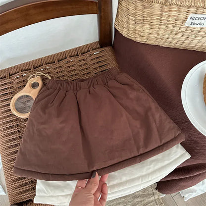 スカート キッズスカート パデッド防寒シンプル厚手台形スカート【mh0007918】