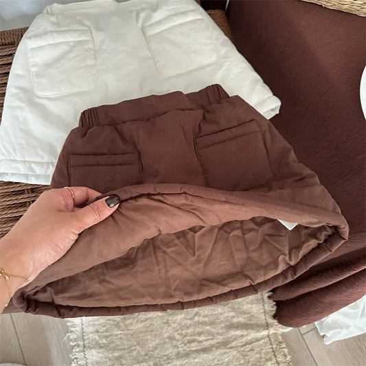 スカート キッズスカート パデッド防寒シンプル厚手台形スカート【mh0007918】