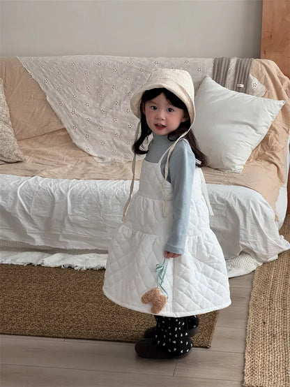 ノースリーブワンピース キッズワンピース キルティングキャミソールサスペンダーティアードワンピース【mh0007919】