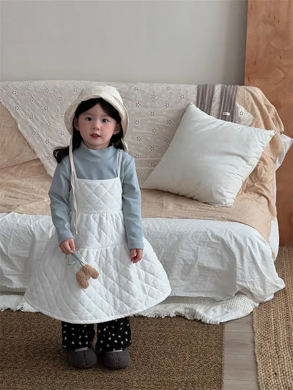 ノースリーブワンピース キッズワンピース キルティングキャミソールサスペンダーティアードワンピース【mh0007919】