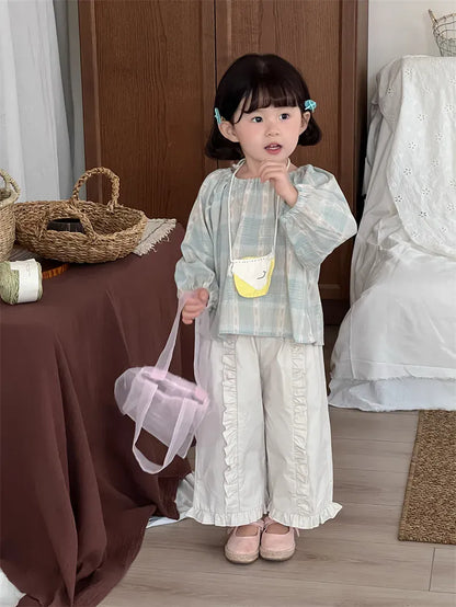 ロングパンツ・スウェットパンツ キッズパンツ センター裾フリルワイドルーズロングパンツ【mh0008901】