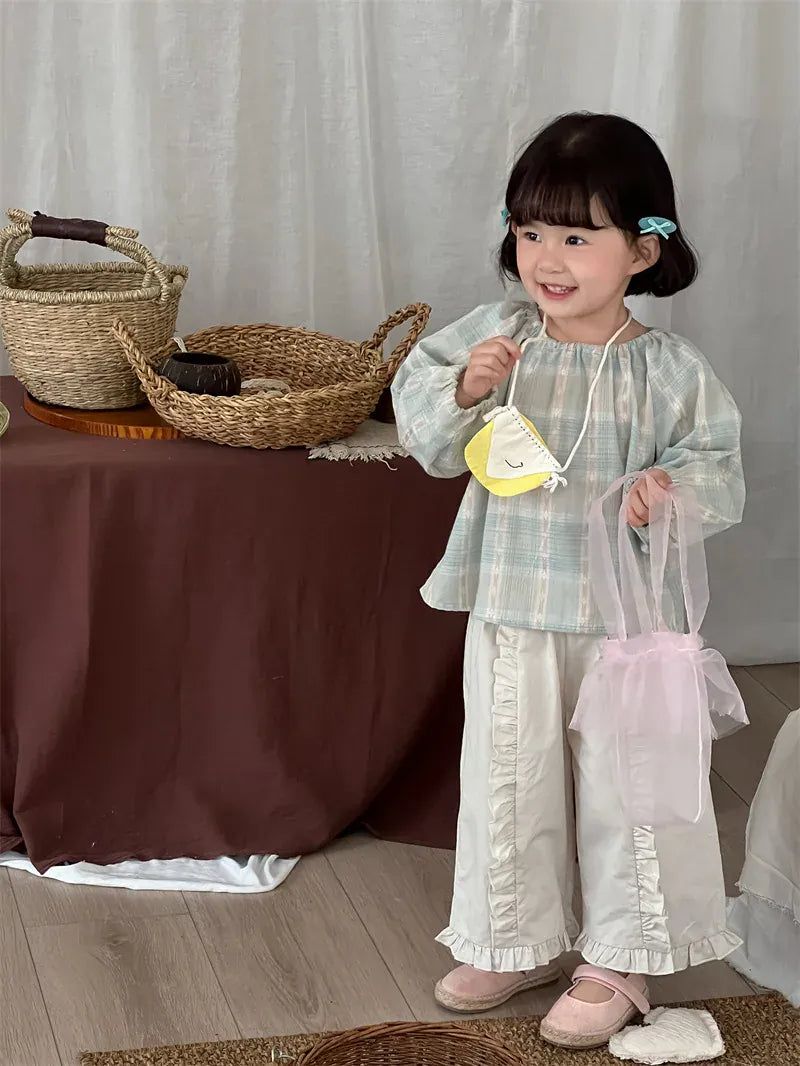 ロングパンツ・スウェットパンツ キッズパンツ センター裾フリルワイドルーズロングパンツ【mh0008901】