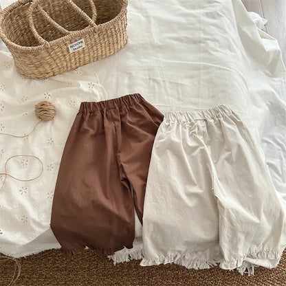 ロングパンツ・スウェットパンツ キッズパンツ センター裾フリルワイドルーズロングパンツ【mh0008901】