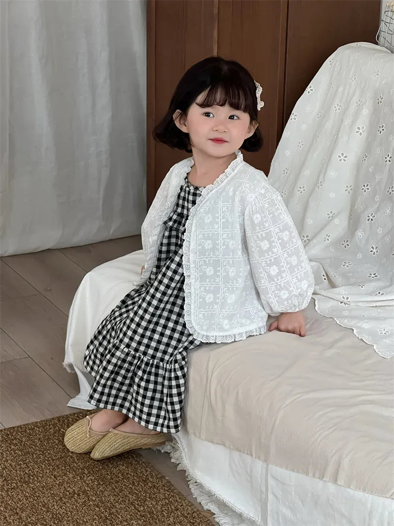 ノースリーブワンピース キッズワンピース チェックフリルキャミソールワンピース【mh0008909】