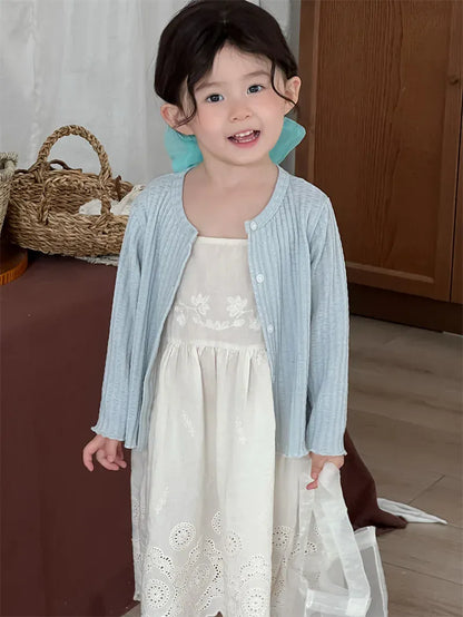 ノースリーブワンピース キッズワンピース スカラップレース刺繍キャミソールワンピース【mh0008910】