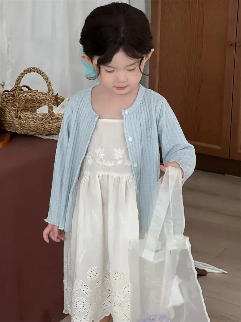 ノースリーブワンピース キッズワンピース スカラップレース刺繍キャミソールワンピース【mh0008910】