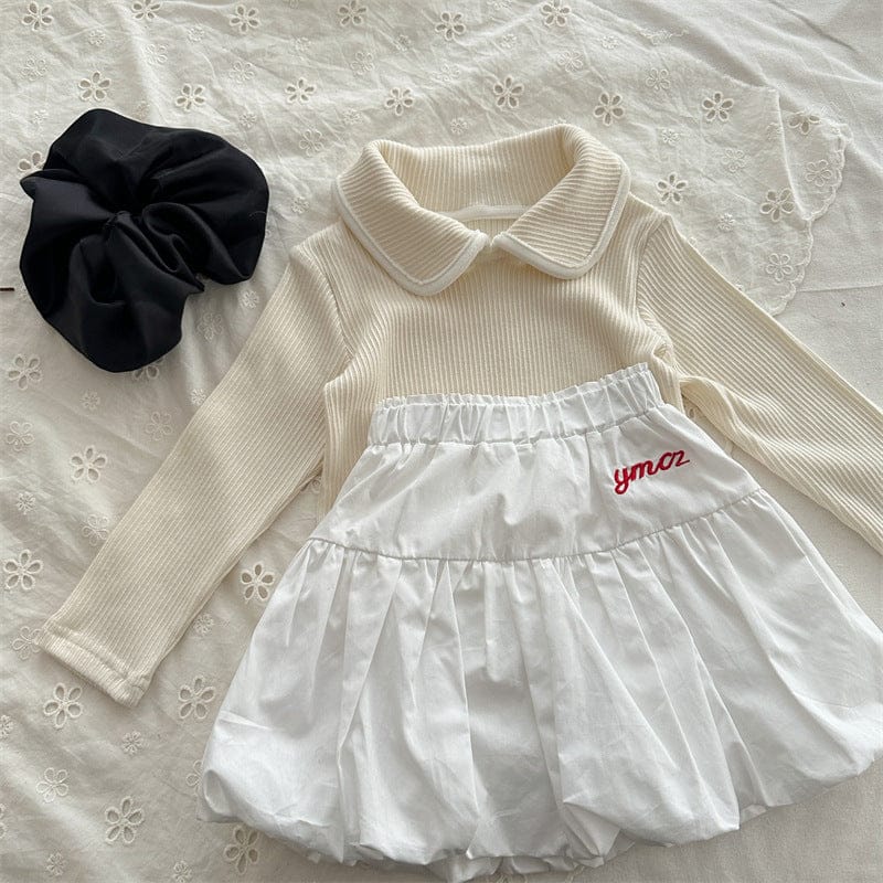 スカート キッズスカート レターロゴ刺繍ワンポイントバルーンスカート【mh0008977】