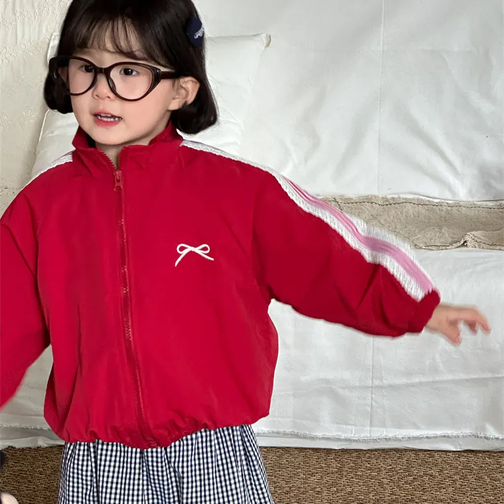 ショートコート・ジャケット・ジャンパー リボン刺繍サイドレースジップアップジャケット【mh0011252】