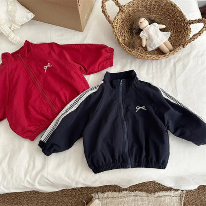 ショートコート・ジャケット・ジャンパー リボン刺繍サイドレースジップアップジャケット【mh0011252】