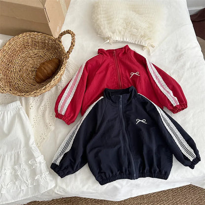 ショートコート・ジャケット・ジャンパー リボン刺繍サイドレースジップアップジャケット【mh0011252】