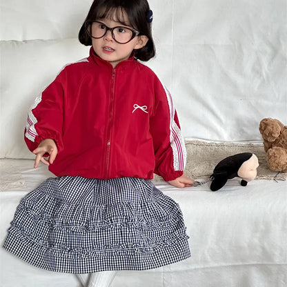 ショートコート・ジャケット・ジャンパー リボン刺繍サイドレースジップアップジャケット【mh0011252】