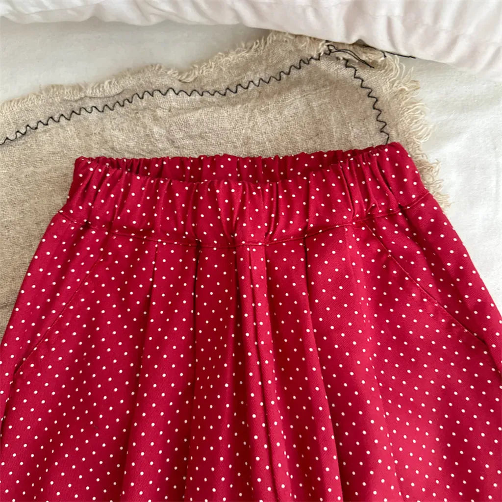 ロングパンツ・スウェットパンツ ドットプリントタックワイドパンツ【mh0011253】