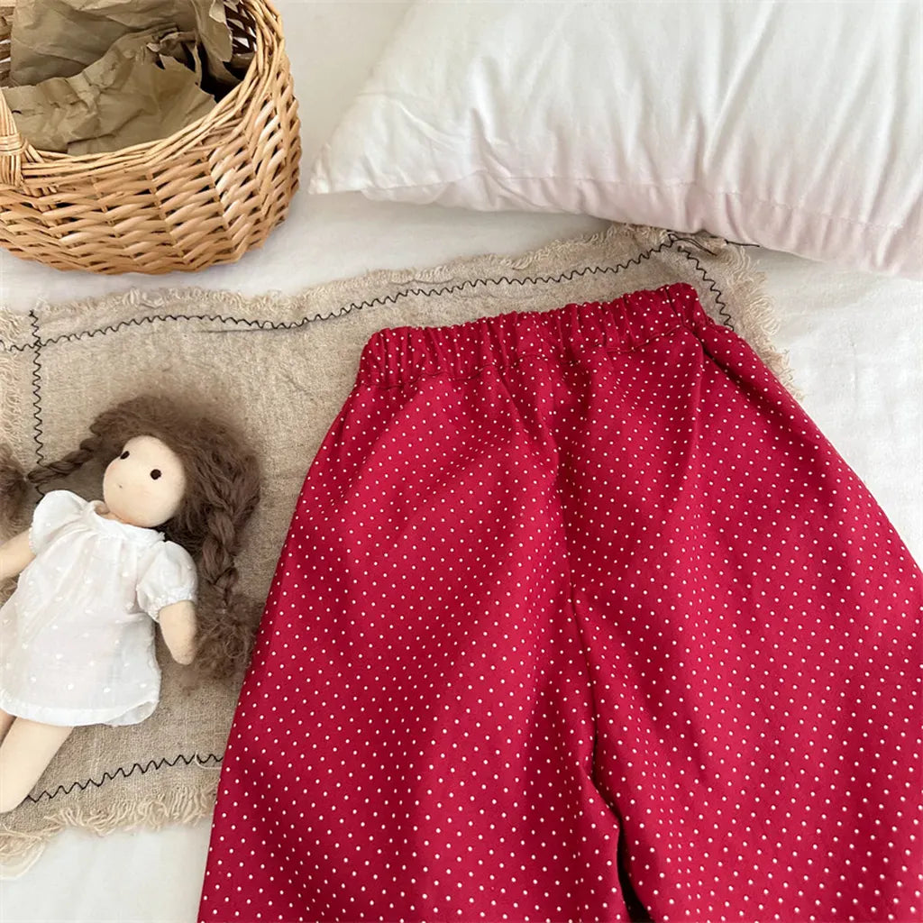 ロングパンツ・スウェットパンツ ドットプリントタックワイドパンツ【mh0011253】