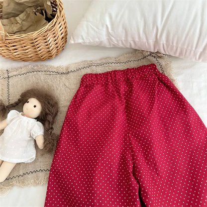 ロングパンツ・スウェットパンツ ドットプリントタックワイドパンツ【mh0011253】