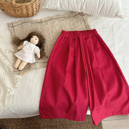 ロングパンツ・スウェットパンツ ドットプリントタックワイドパンツ【mh0011253】