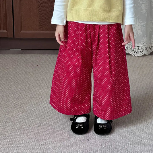 ロングパンツ・スウェットパンツ ドットプリントタックワイドパンツ【mh0011253】