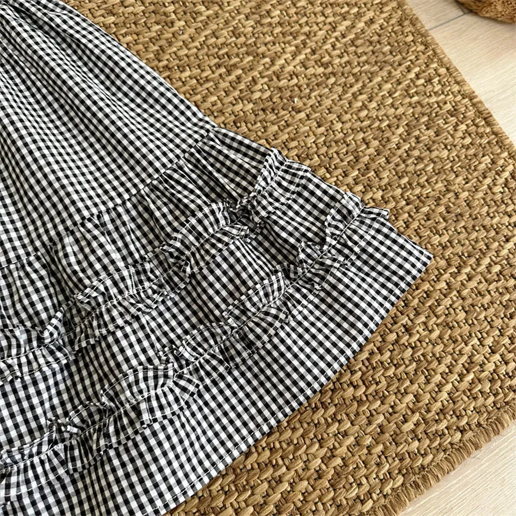 スカート ギンガムチェックフリルティアードスカート【mh0011258】