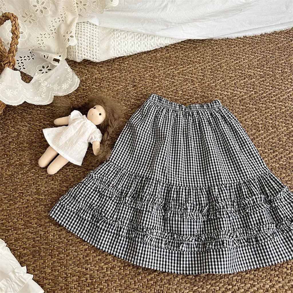 スカート ギンガムチェックフリルティアードスカート【mh0011258】