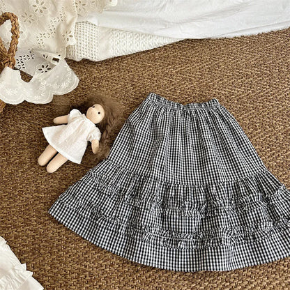 スカート ギンガムチェックフリルティアードスカート【mh0011258】