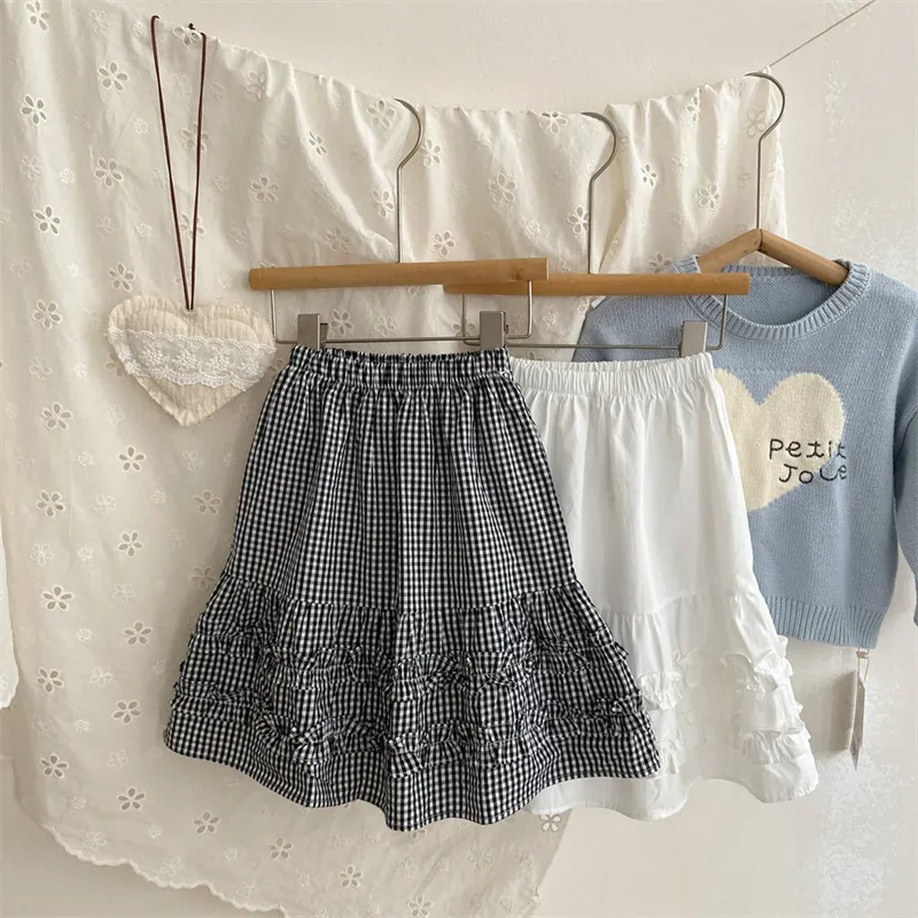 スカート ギンガムチェックフリルティアードスカート【mh0011258】