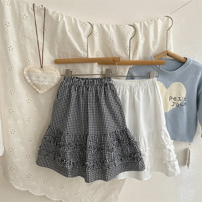 スカート ギンガムチェックフリルティアードスカート【mh0011258】