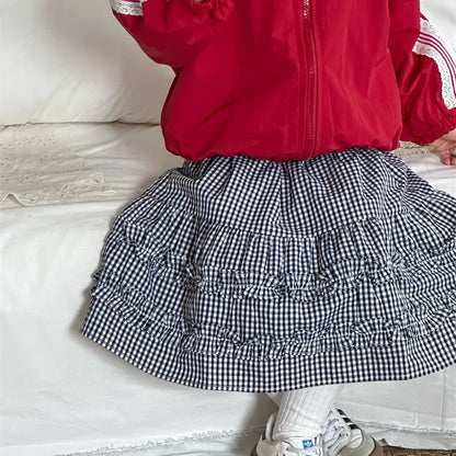 スカート ギンガムチェックフリルティアードスカート【mh0011258】