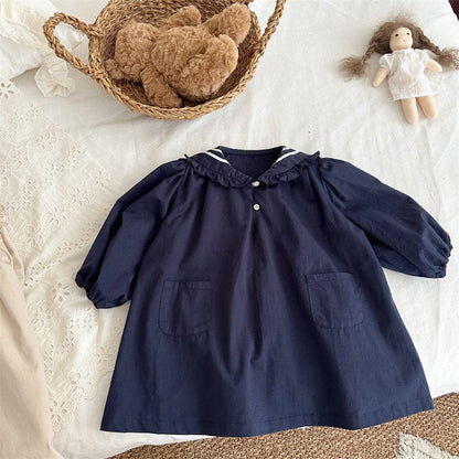 長袖ワンピース セーラーカラー長袖ワンピース【mh0011261】